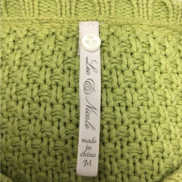 LEO & NICOLE Women's Cable Knit Cardigan Sweater Cropped 3/4 Sleeve Button Front - Picture 5 of 7